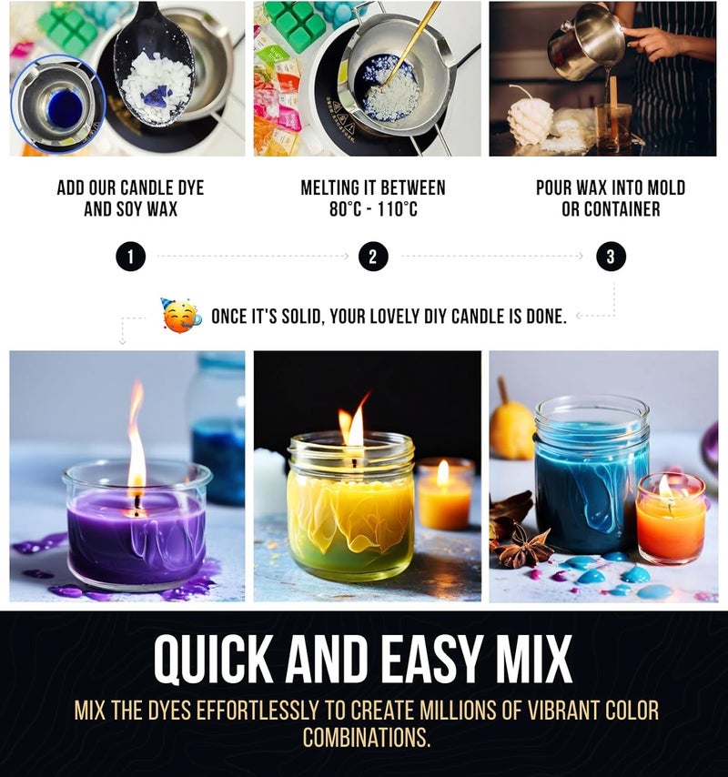 Craft911 Candle Color Dye for Soy Wax - 16 Colors (3g Each) Candle Wax Dye for Candle Making | Natural Cosmetic Grade Candle Dyes for Candle Making | Candle Dye - Image 5